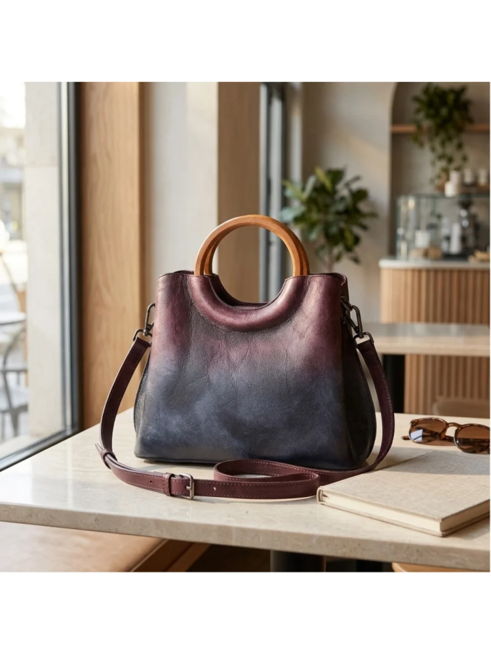 Aurora Ombre Leather Tote Crossbody